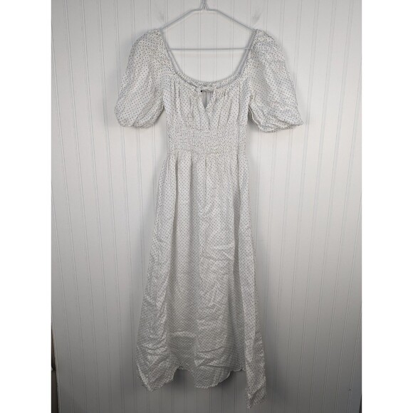 Faithfull the Brand linen White Midi Dress polka dot size 6 - Picture 3 of 14